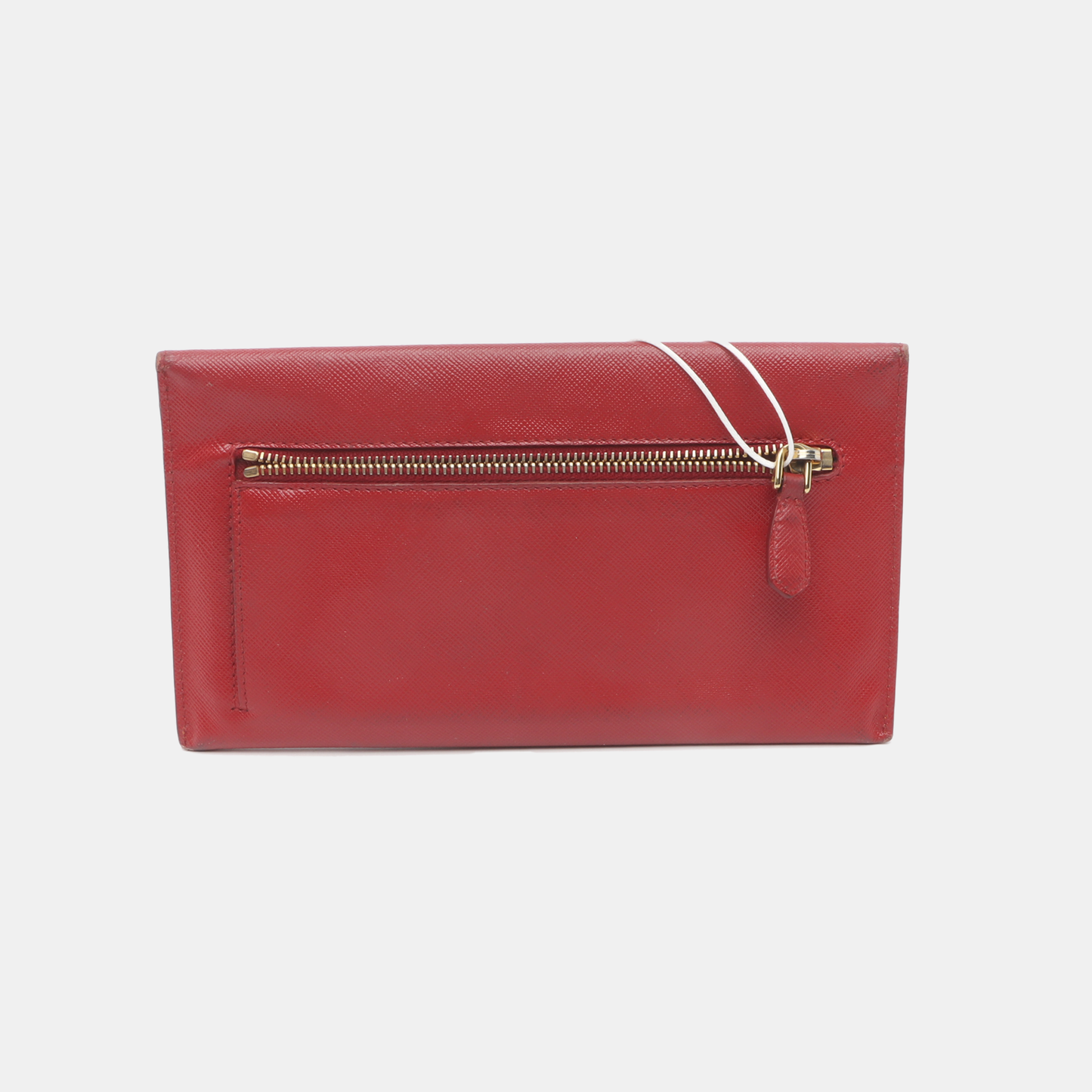PRADA Red cowhide logo cross-grain wallet Golden hardware-(SKU)-936291107