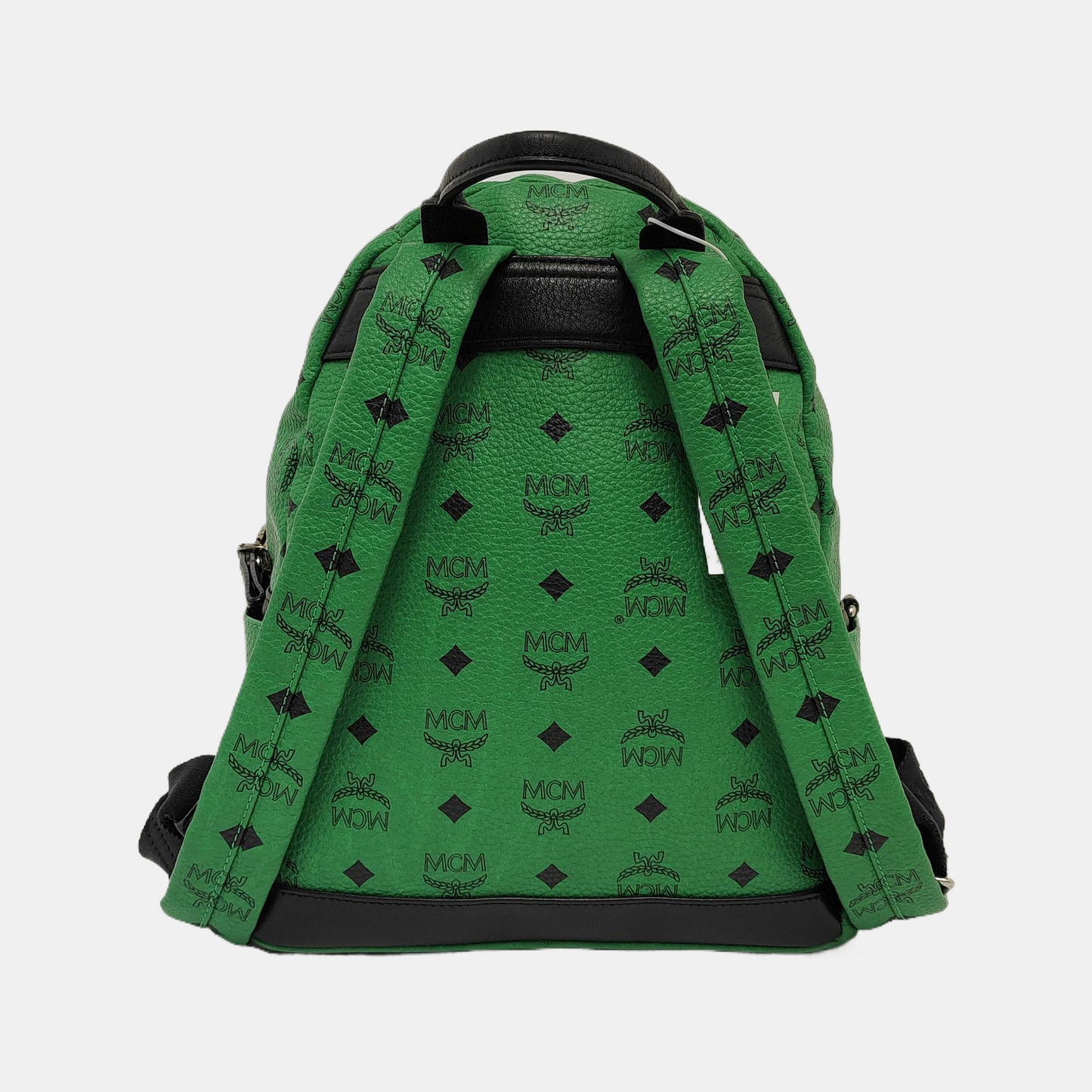 MCM STARK Small size Green Coated Canvas Monogram Studs Backpack Handbag Silver Hardware Sub-bag-(SKU)-940018584