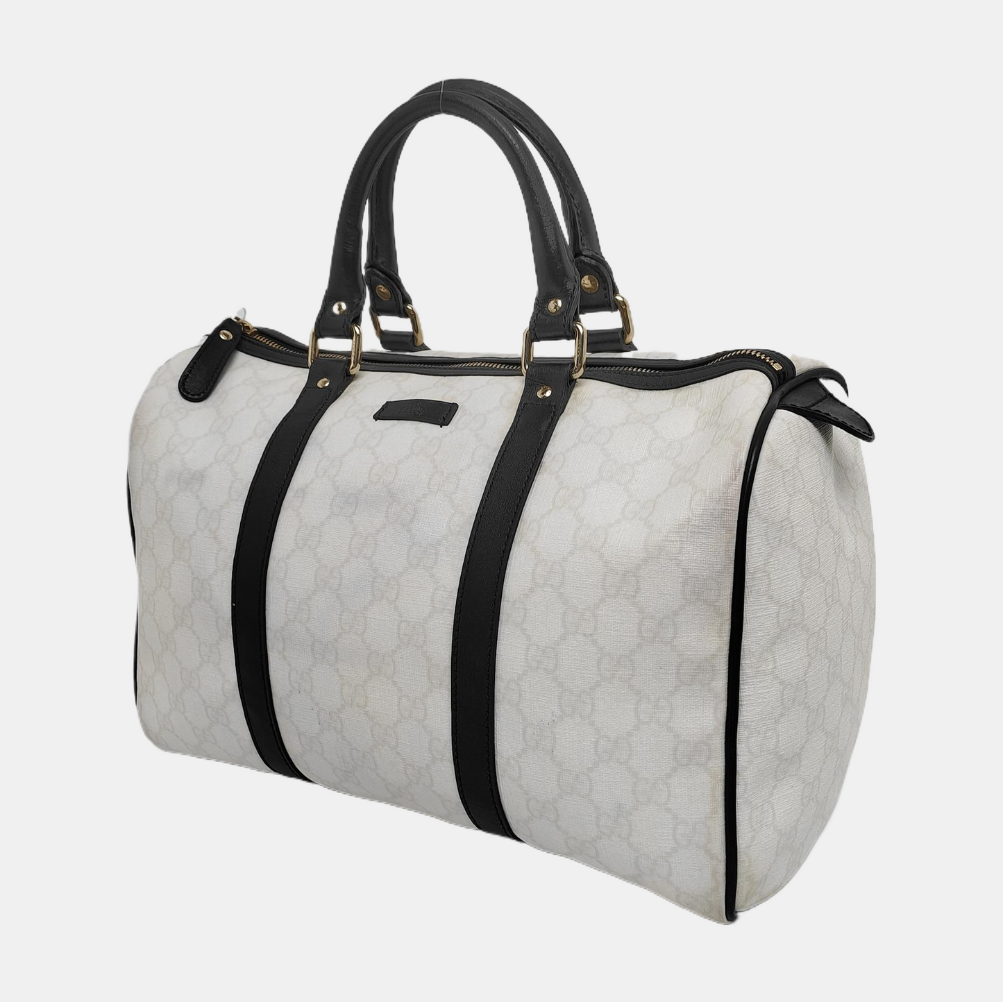 GUCCI Joy White Coated Canvas Monogram Handbag Golden hardware-(SKU)-942429656