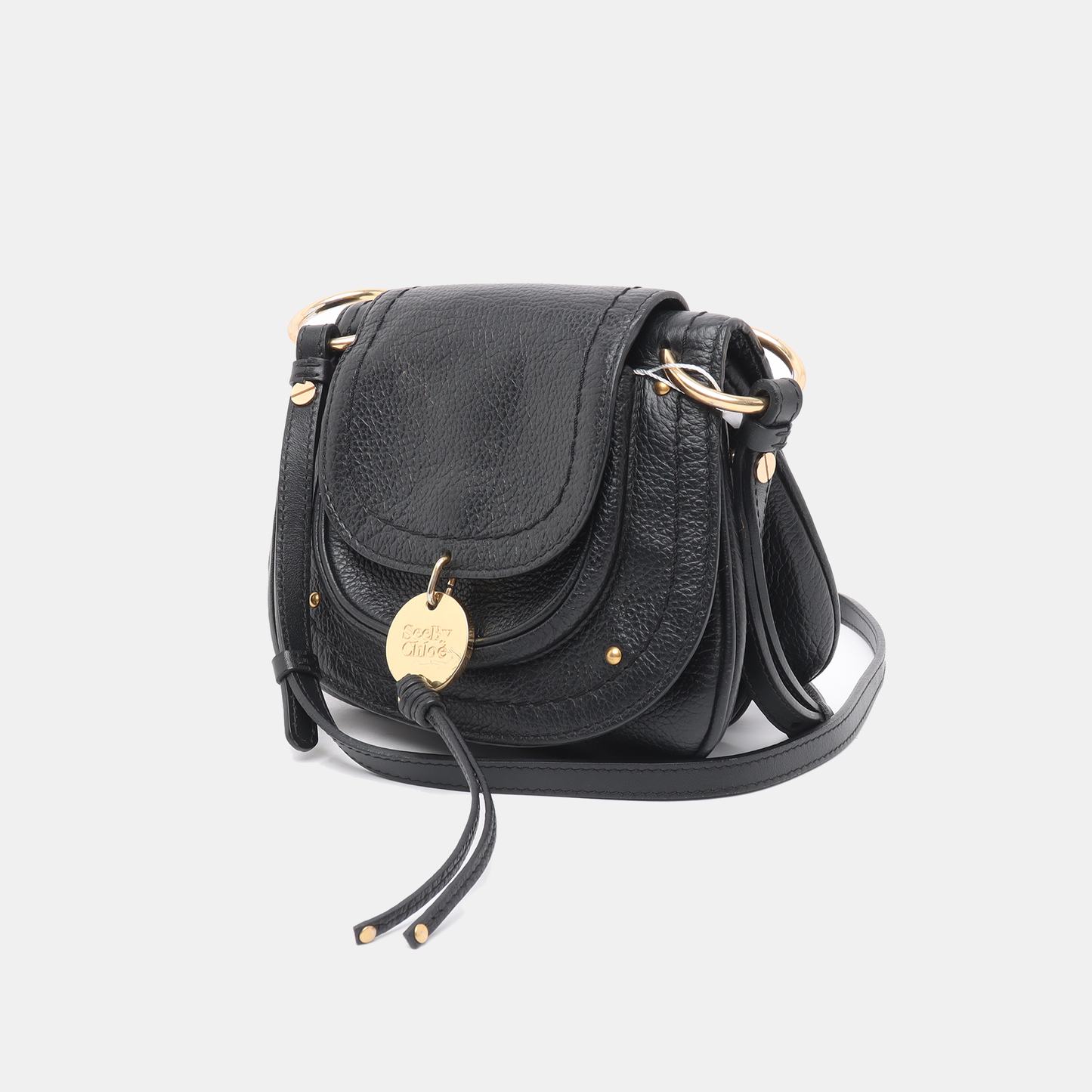 See By Chloé Polly Black Leather Single Shoulder Bag Golden hardware Removable shoulder strap-(SKU)-13199858