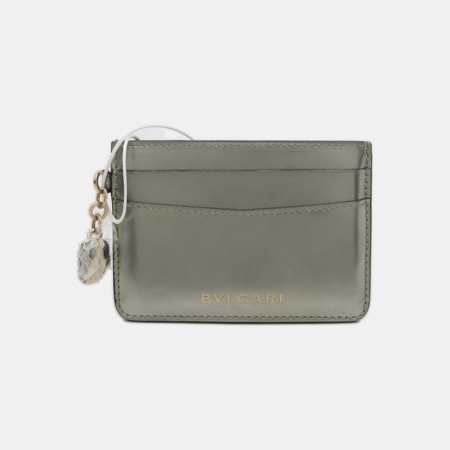 BVLGARI SERPENTI FOREVER Gray Cowhide Snake Head Card Case Golden hardware-(SKU)-935538588
