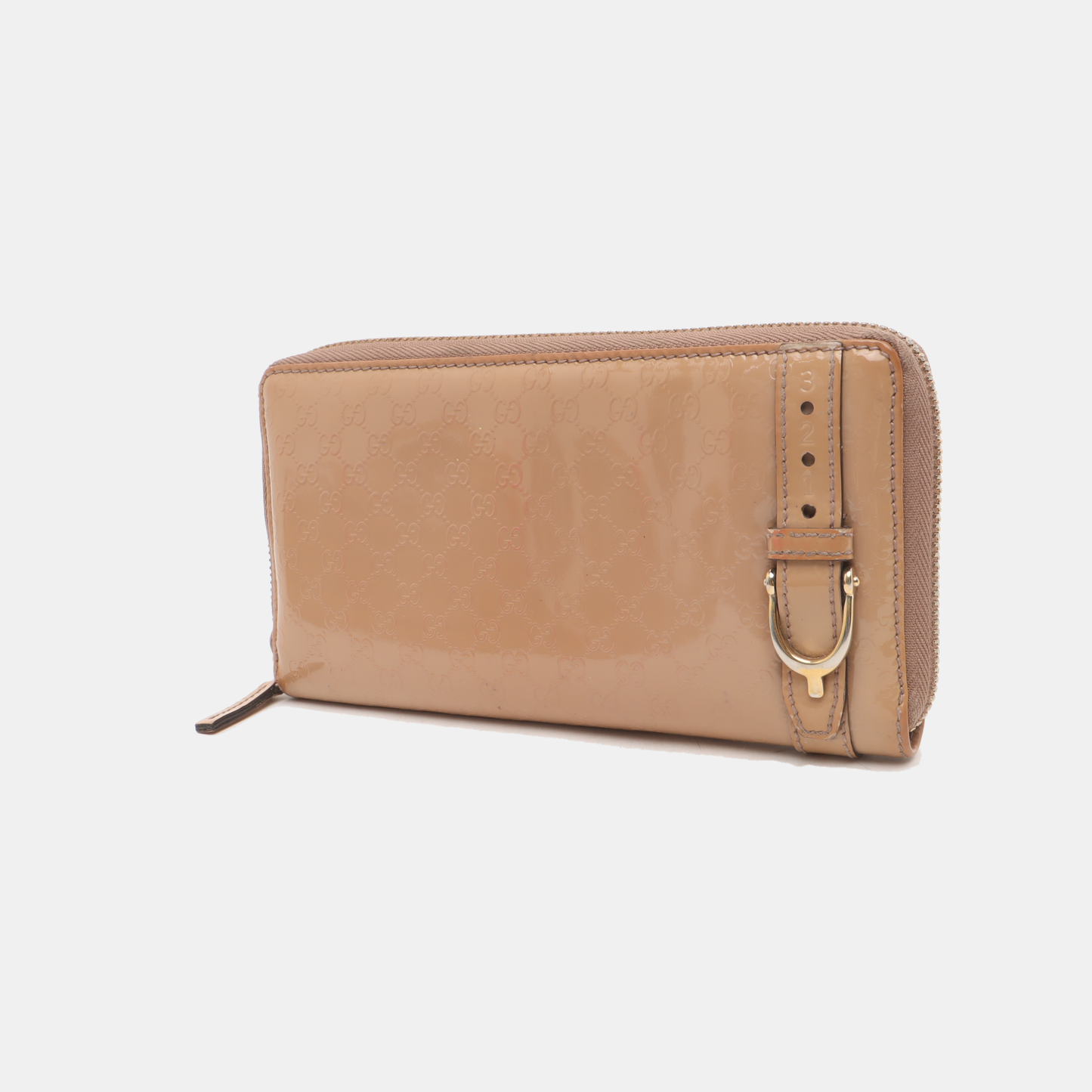 GUCCI Microguccissima Nude Pink Patent Leather Monogrammed Quilted Wallet Golden hardware-(SKU)-937604188