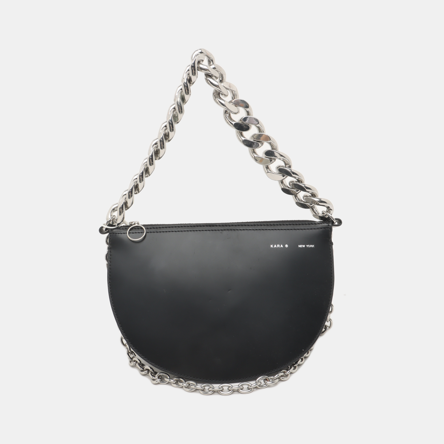 Kara Black Cowhide Single Shoulder Bag Tote Bag Silver Hardware-(SKU)-934780110