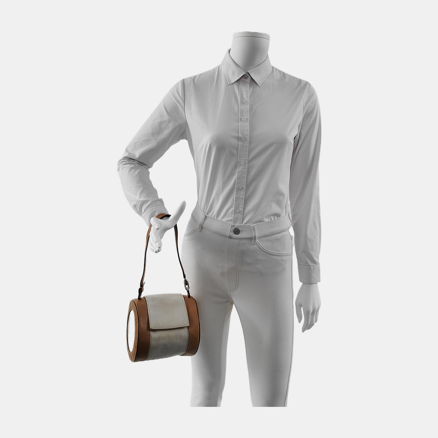 BVLGARI B ZERO Grey Canvas Jacquard Embossed Handbag Shoulder Bag Silver Hardware-(SKU)-941333720