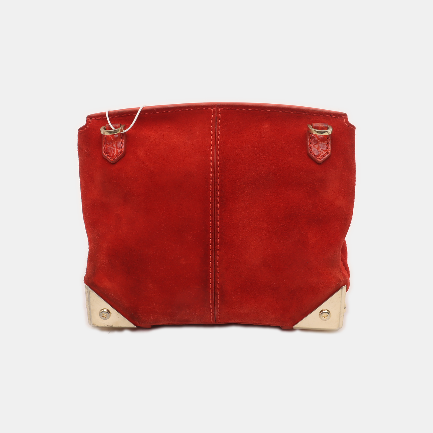 Alexander Wang Marion Orange-red suede rivet crocodile-pattern shoulder bag/crossbody bag Golden hardware Removable shoulder strap-(SKU)-928445182