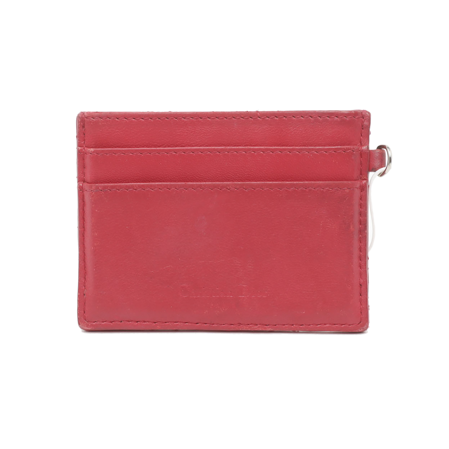 DIOR Lady Dior Red Lamb Leather Quilted Card Case Silver Hardware-(SKU)-938015622