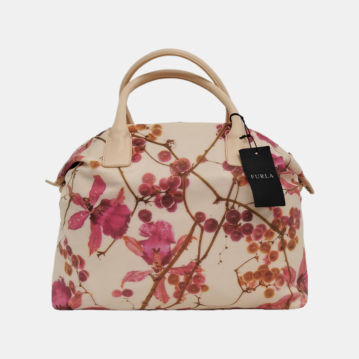FURLA Beige fabric printed single shoulder bag Rose Gold Hardware Removable shoulder strap-(SKU)-940524679