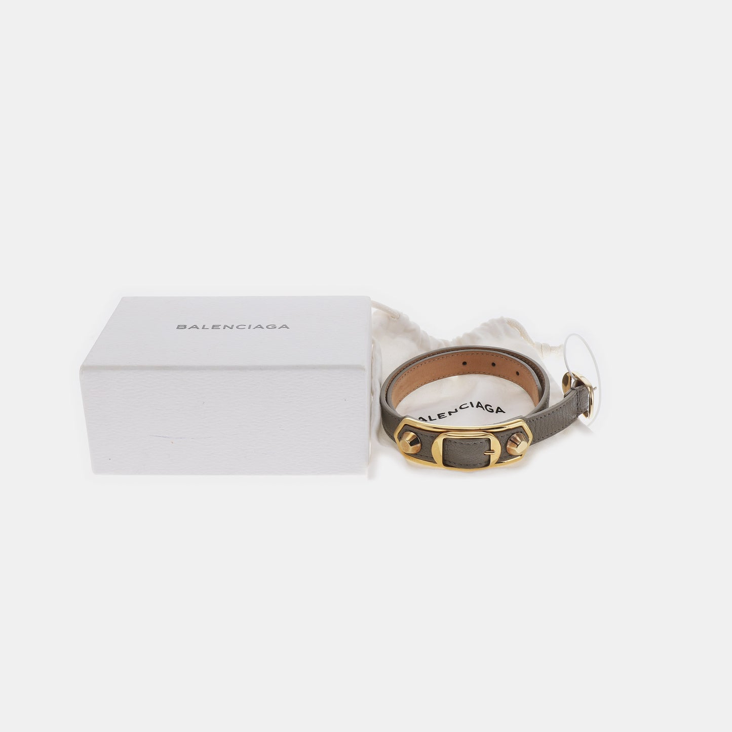 BALENCIAGA Gray Leather Alloy Bracelet Length51cm-(SKU)-943128284