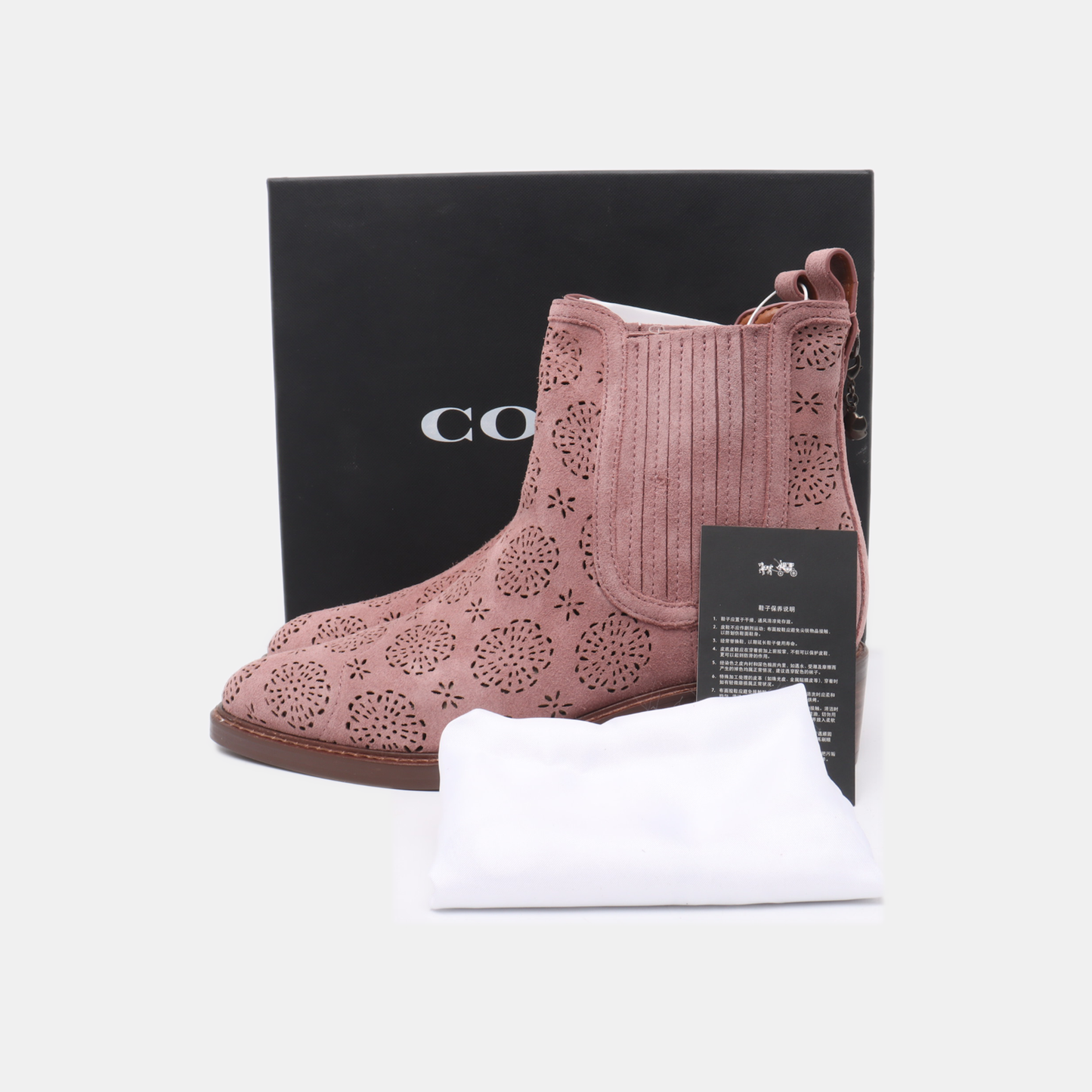 COACH 38.5code Spring Pink Suede Women's Short Boots-(SKU)-941856315