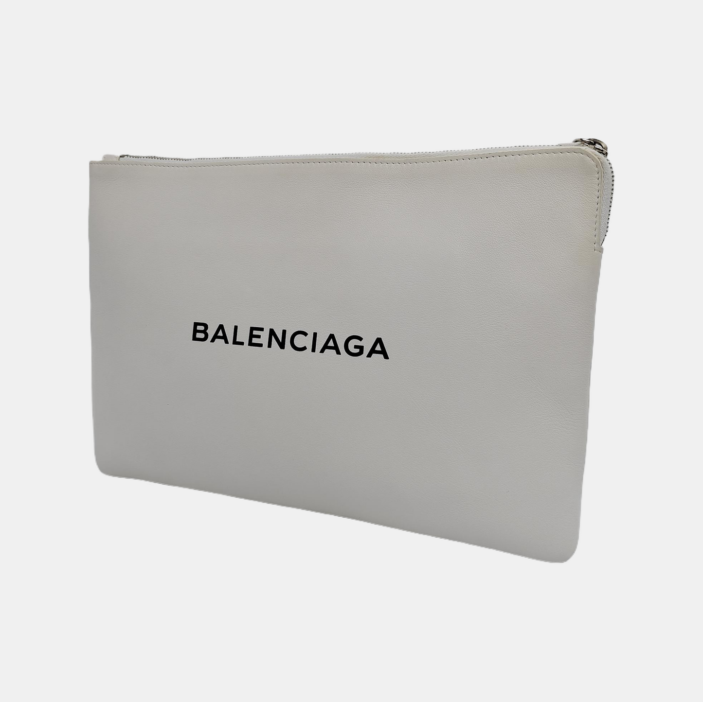 BALENCIAGA Cash White cowhide floral handbag Silver Hardware-(SKU)-940170346