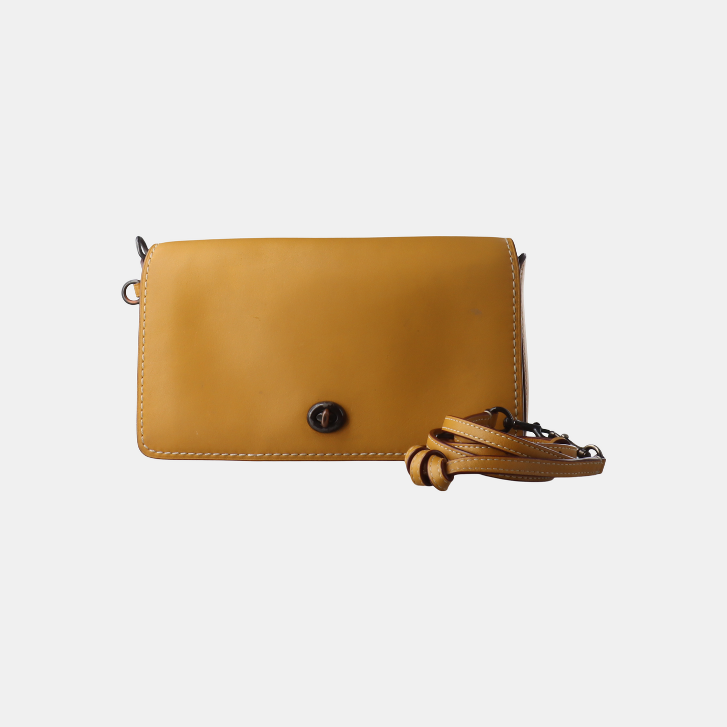 COACH DINKY Yellow Cowhide Single Shoulder Bag Crossbody Bag Black hardware Removable shoulder strap-(SKU)-14415127