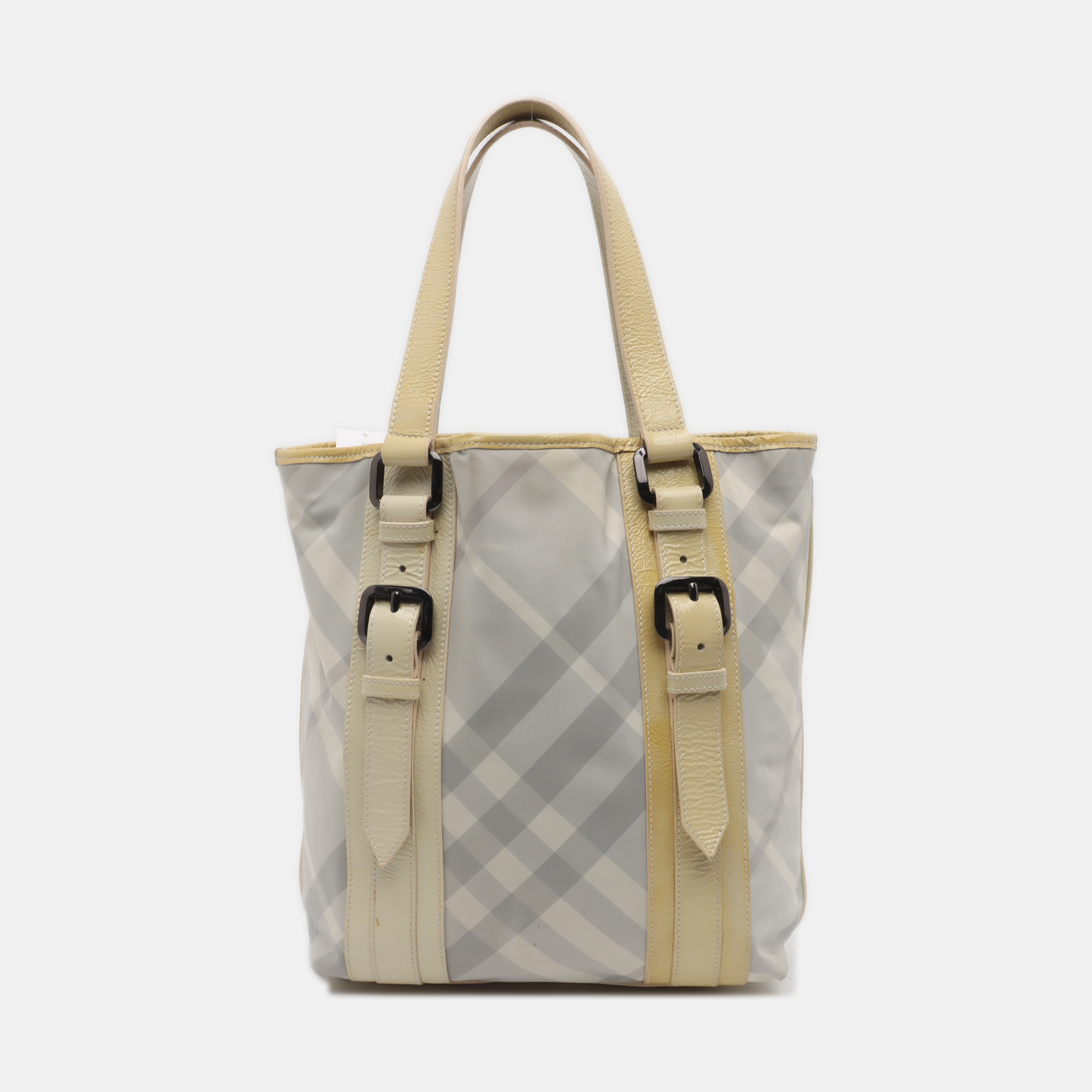 BURBERRY Lowry Light Gray Fabric Tote Bag Black hardware shoulder straps-(SKU)-936956397