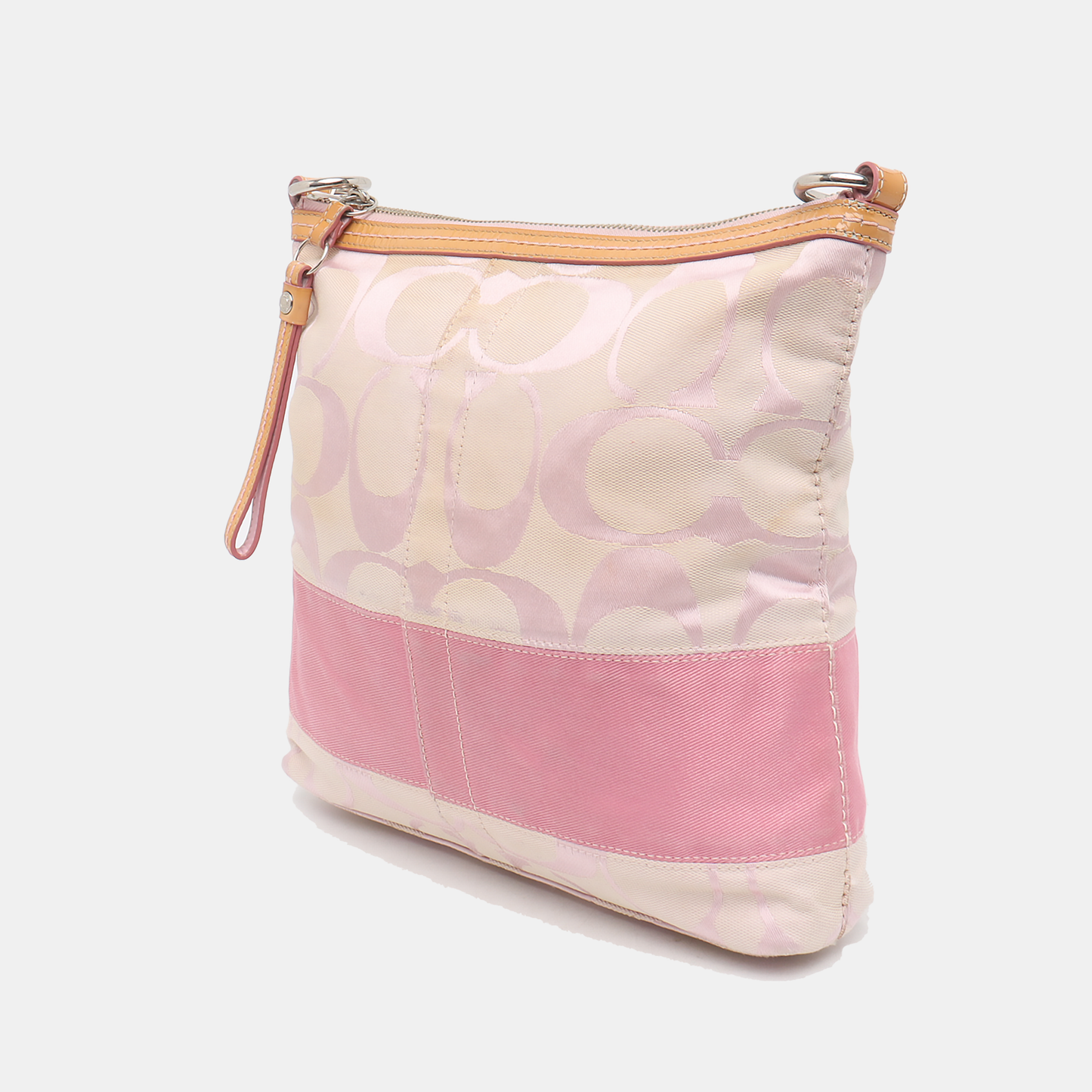 COACH Tote bag Beige canvas monogram floral single shoulder bag handbag crossbody Silver Hardware Removable shoulder strap-(SKU)-929326299