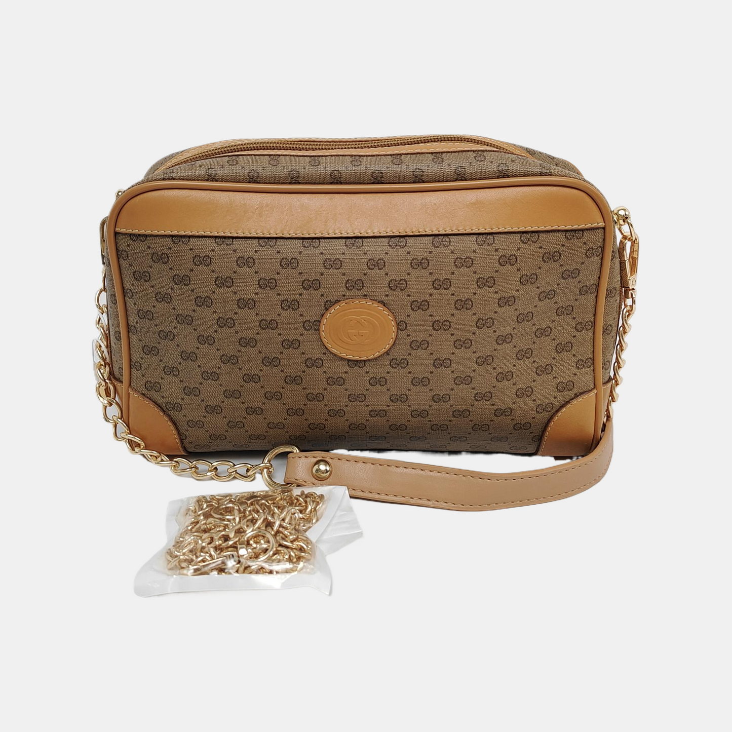 GUCCI Camera Bag Brown Coated Canvas Monogram Handbag Crossbody Single Shoulder Bag Golden hardware-(SKU)-945952111