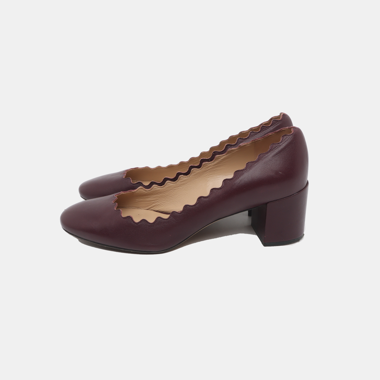 Chloé 36.5code Beige Purple Leather Women's Mid-Heel Shoes-(SKU)-931056943