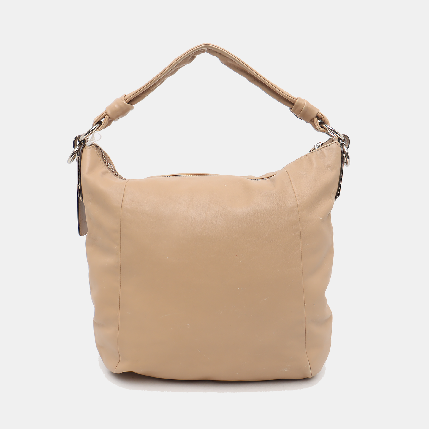 COACH Khaki Leather Single Shoulder Bag Tote Bag Crossbody Bag Silver Hardware Removable shoulder strap-(SKU)-929318439