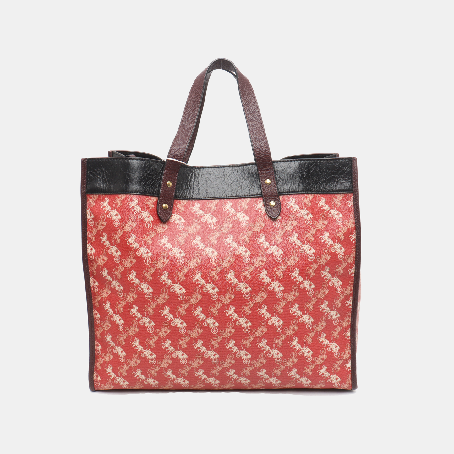 COACH FIELD Red Coated Canvas Carriage Single Shoulder Bag Crossbody Bag Handbag Golden hardware Pouch detachable shoulder strap-(SKU)-929655472