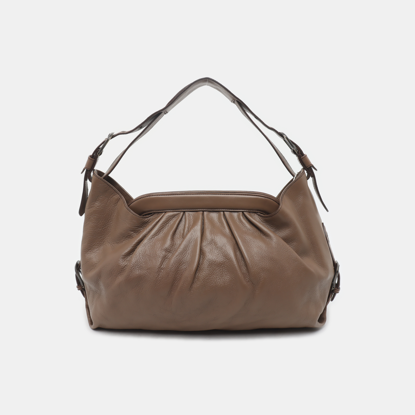 FENDI Brown Cowhide Single Shoulder Bag Ruthenium color hardware-(SKU)-936729570