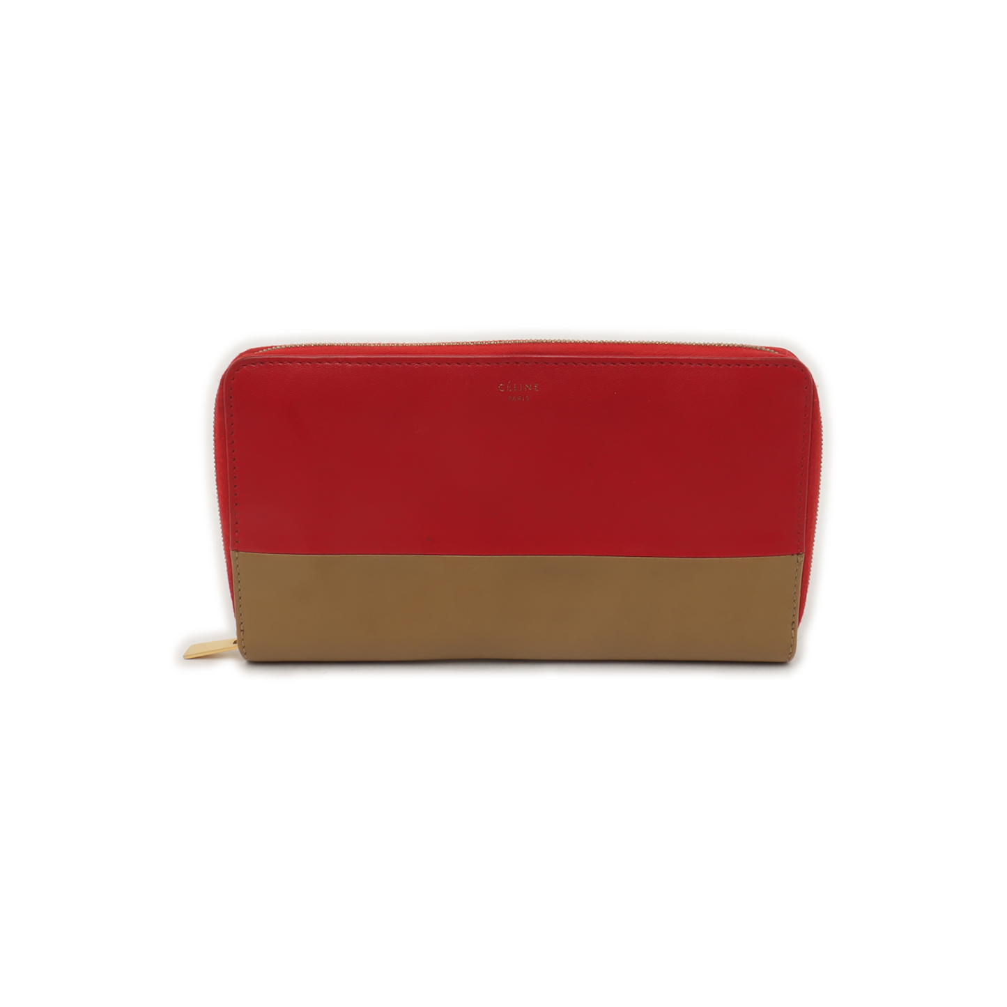 CELINE SOLO Red Leather Wallet Golden hardware-(SKU)-935679430