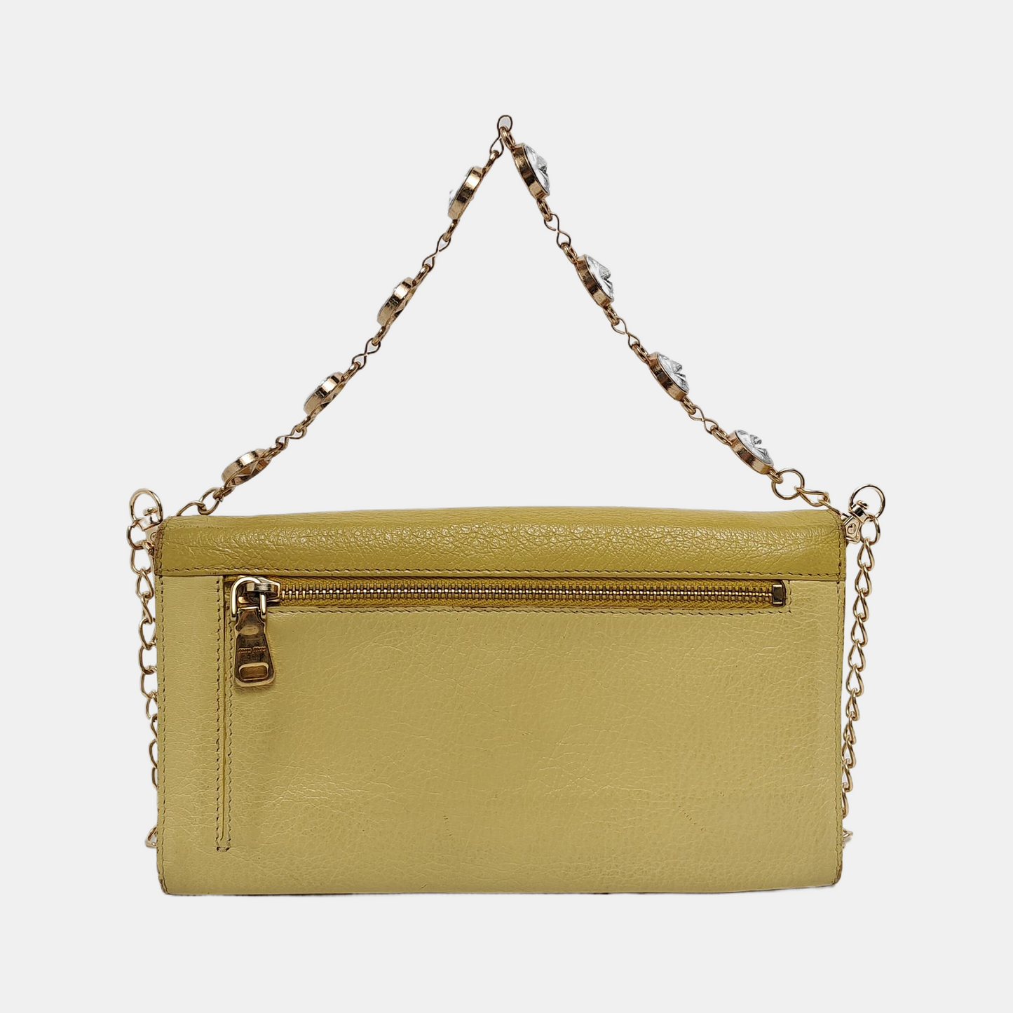 Miu Miu Love Yellow Cowhide Wallet Golden hardware-(SKU)-941953467
