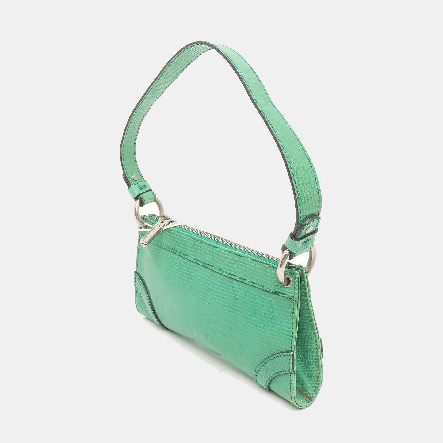 BURBERRY Green Cowhide Embossed Single Shoulder Bag Silver Hardware-(SKU)-934701341