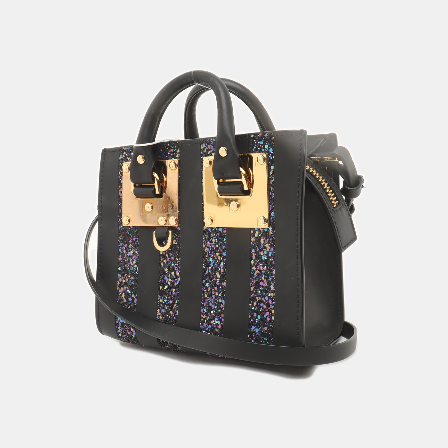 SOPHIE HULME Tote bag Black Leather Embossed Single Shoulder Bag Golden hardware Removable shoulder strap-(SKU)-939128260