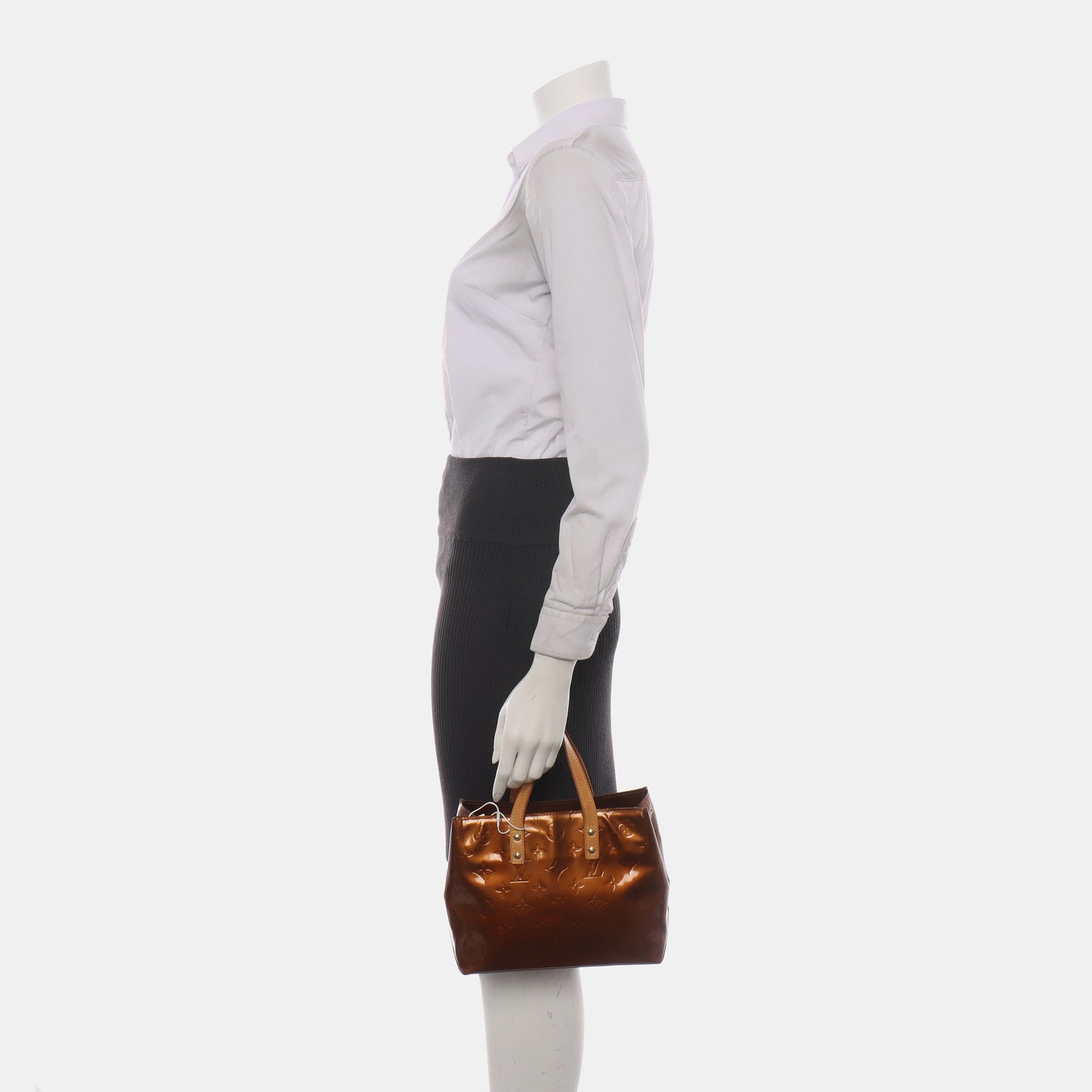 LOUIS VUITTON READE Small size Brown Patent Leather Embossed Handbag Golden hardware-(SKU)-936181874