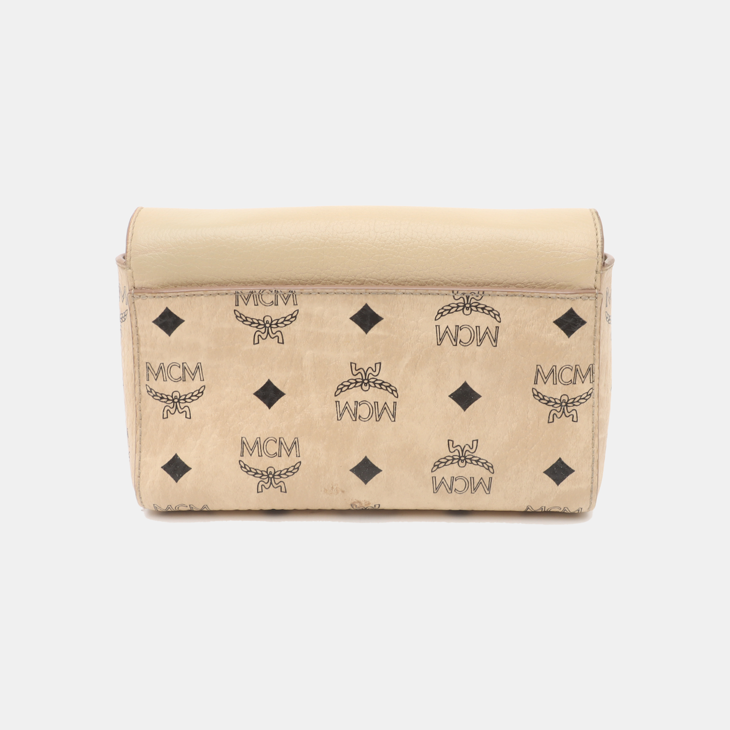 MCM MILLIE Khaki Coated Canvas Monogrammed Bay Laurel Buckle Crossbody Shoulder Bag Golden hardware Removable shoulder strap-(SKU)-935170970