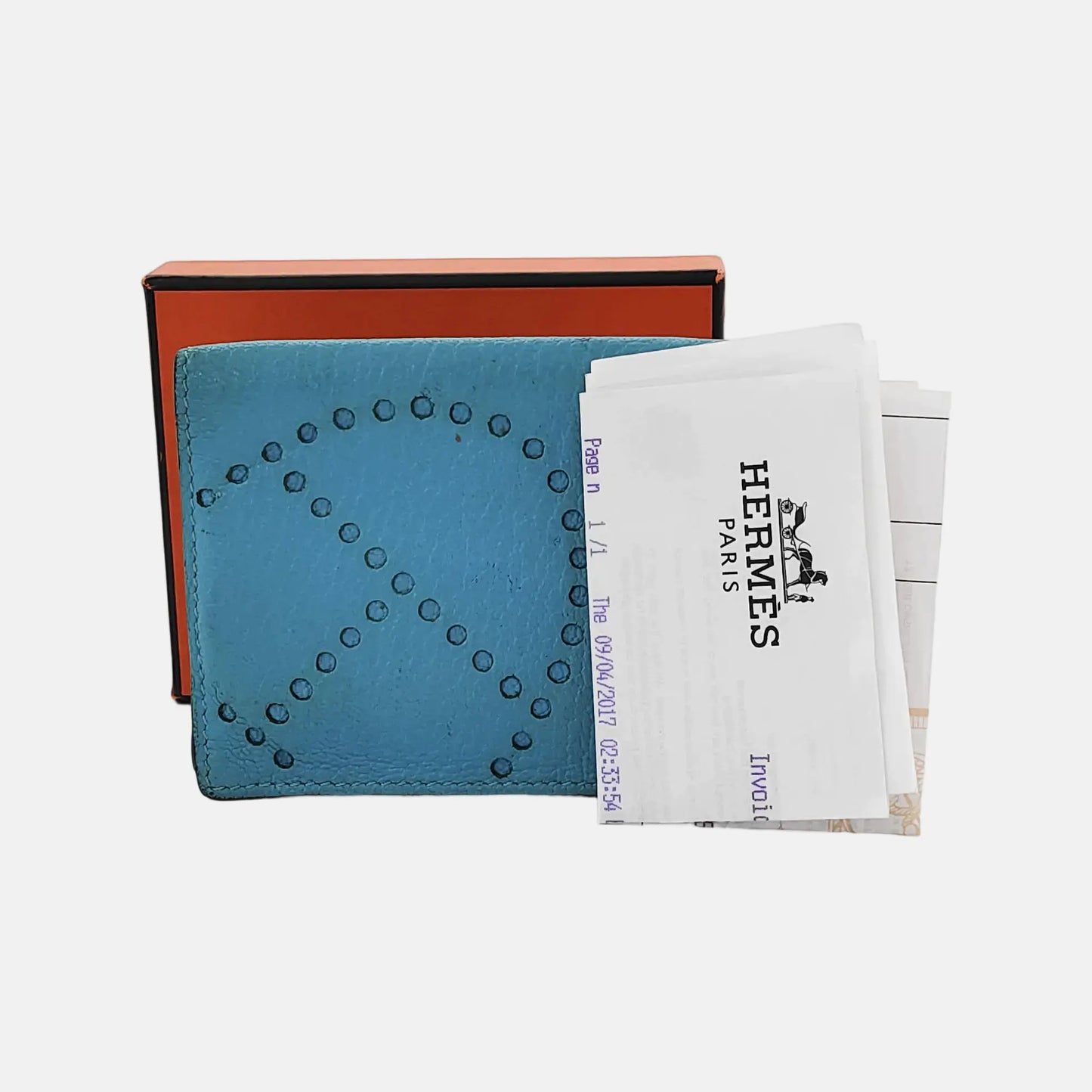 HERMÈS Tanzanian BlueChèvre MysoreGoat Leather Card Case 🄾stamp-(SKU)-944678521