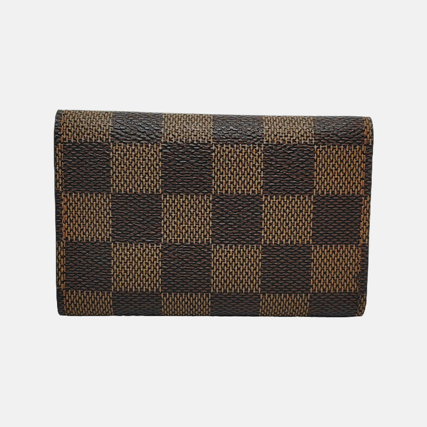 LOUIS VUITTON Brown Coated Canvas Checkered Key Bag Golden hardware-(SKU)-944332313