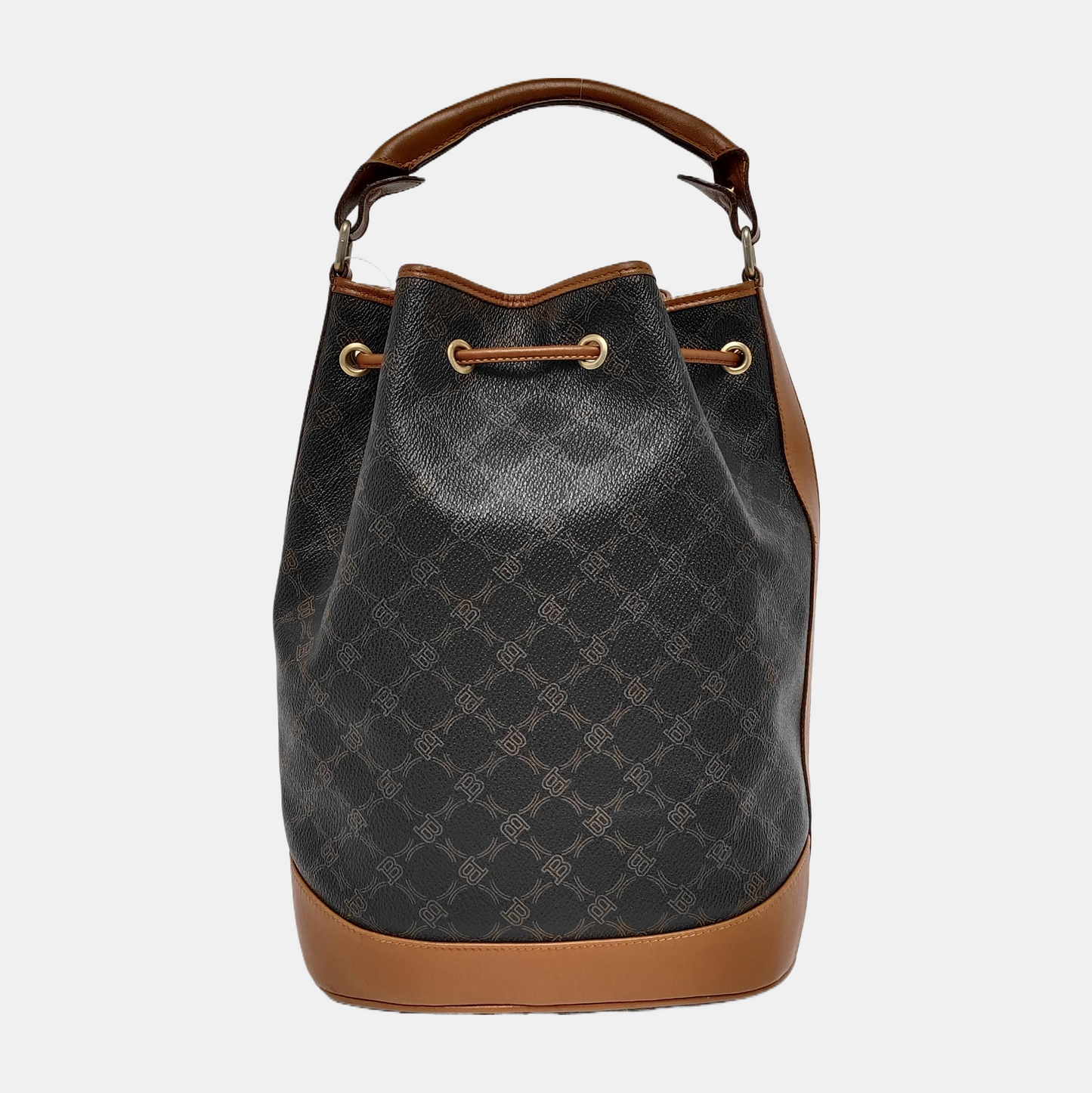 BALLY Bucket bag Black Coated Canvas Tote Bag Golden hardware-(SKU)-943650980