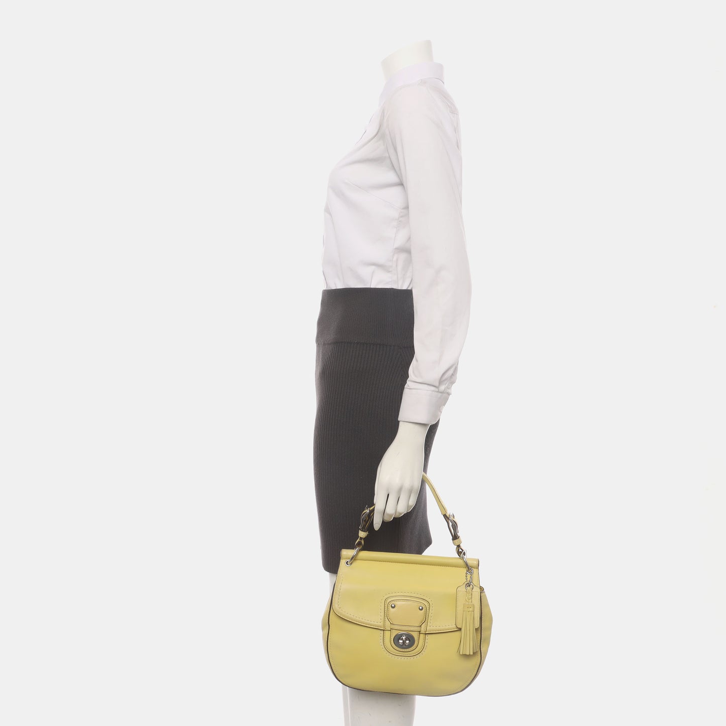 COACH WILLIS Yellow Leather Fringe Weaved Handbag Silver Hardware-(SKU)-937311657
