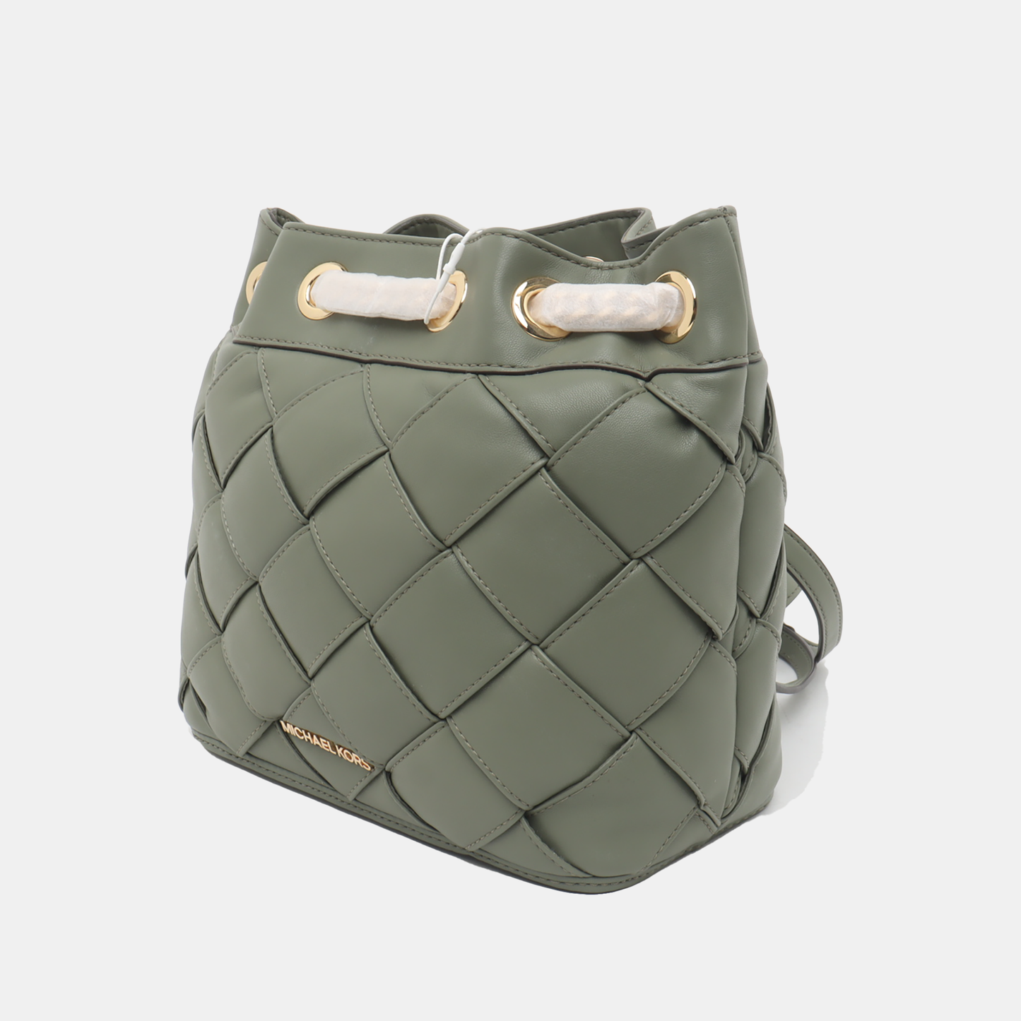 MICHAEL KORS Small size Green Lamb Leather Braided Backpack Golden hardware-(SKU)-936597002