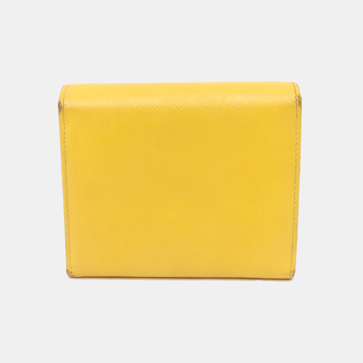 PRADA Yellow Cowhide Cross Grain Wallet Golden hardware-(SKU)-938135493