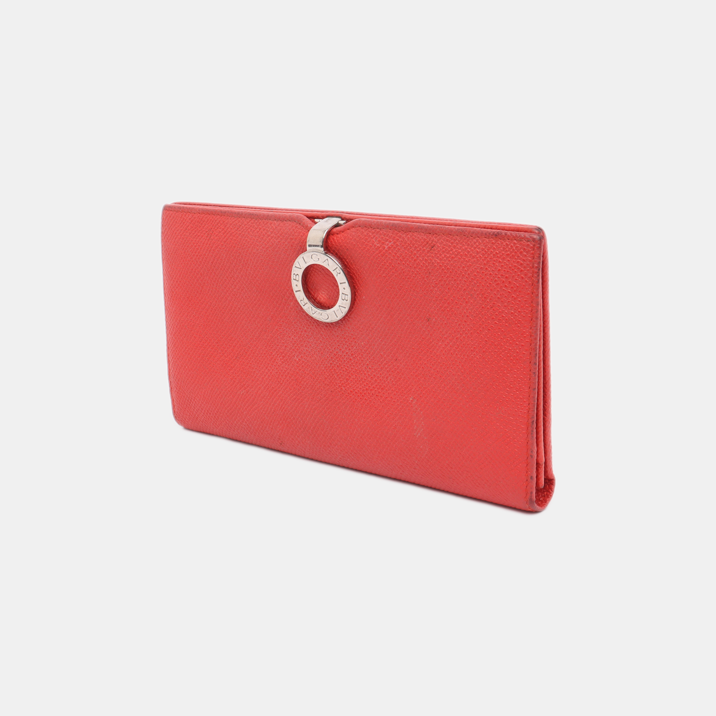 BVLGARI BVLGARI Red Leather Wallet Silver Hardware-(SKU)-13502847