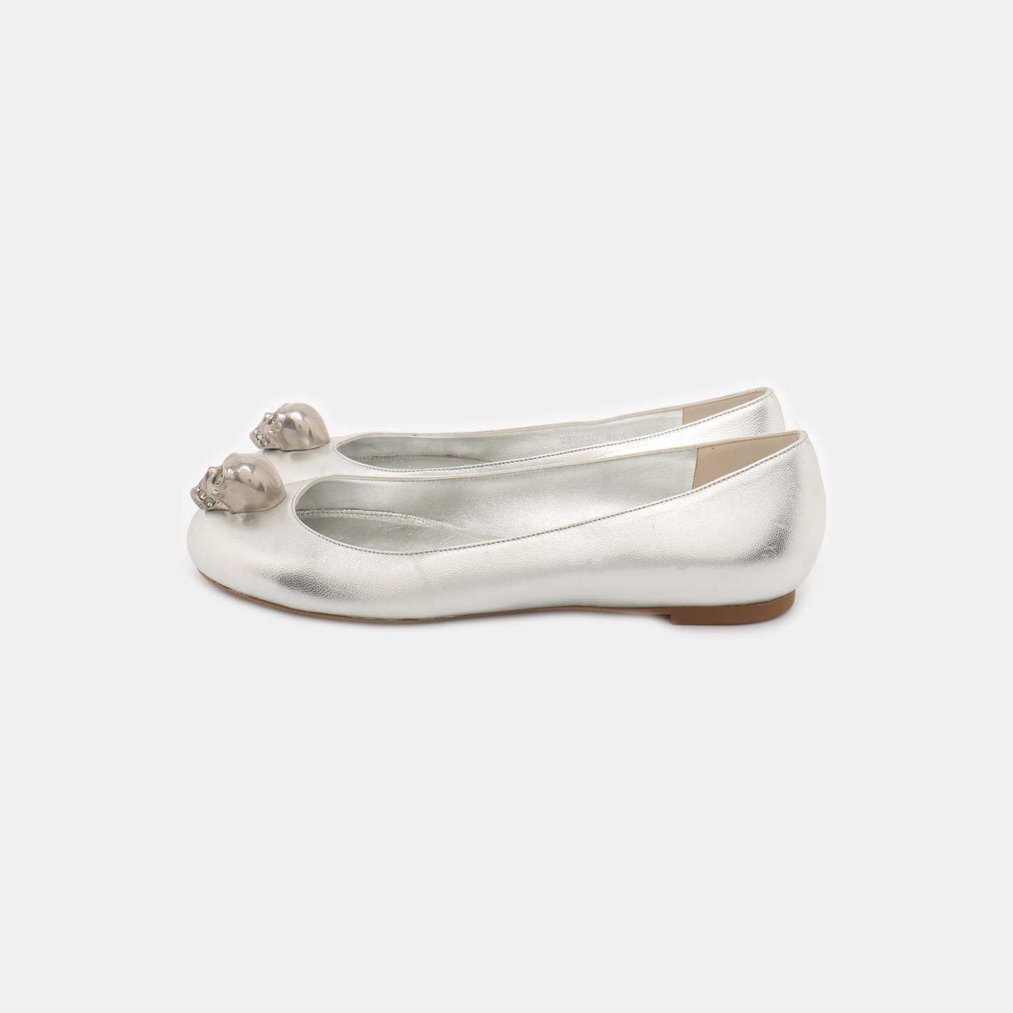 Alexander McQUEEN 36.5code Silver Leather Women's Low Heel Oxfords-(SKU)-14148185