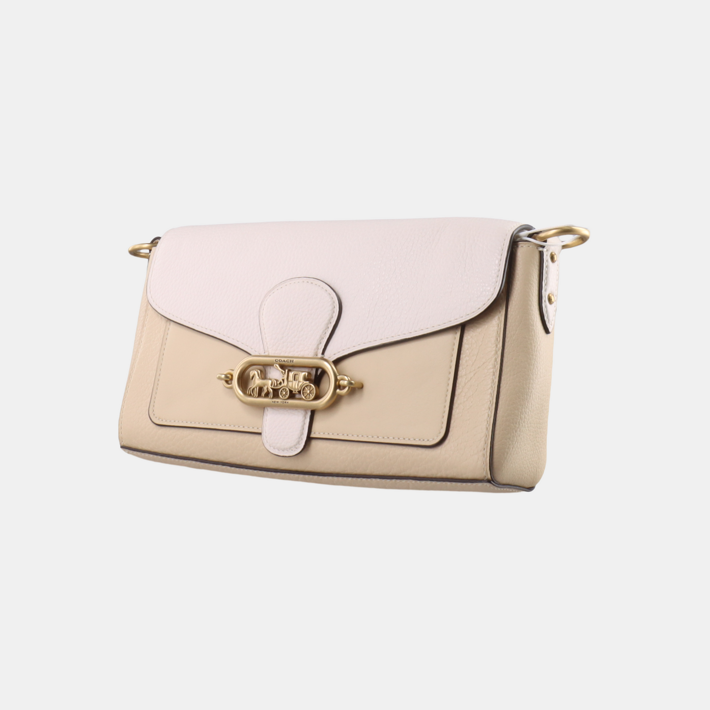 COACH 26 Beige leather carriage single shoulder bag, crossbody bag Golden hardware shoulder straps-(SKU)-933386227
