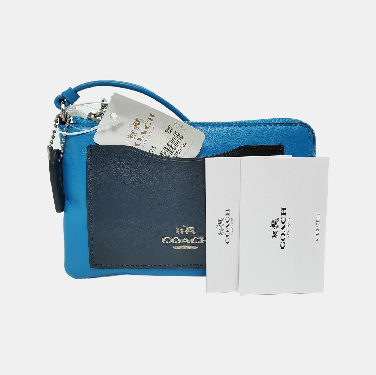 COACH CORNER ZIP POCHETTEBlue Leather Carriage Tote Bag16-(SKU)-942807108