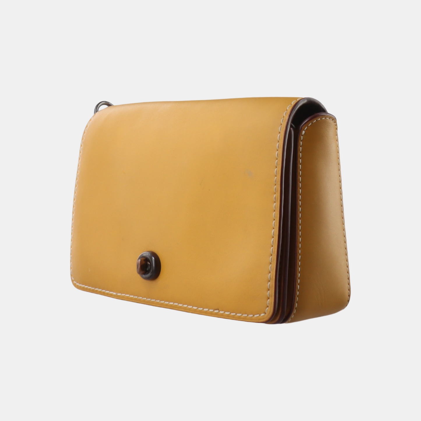 COACH DINKY Yellow Cowhide Single Shoulder Bag Crossbody Bag Black hardware Removable shoulder strap-(SKU)-14415127