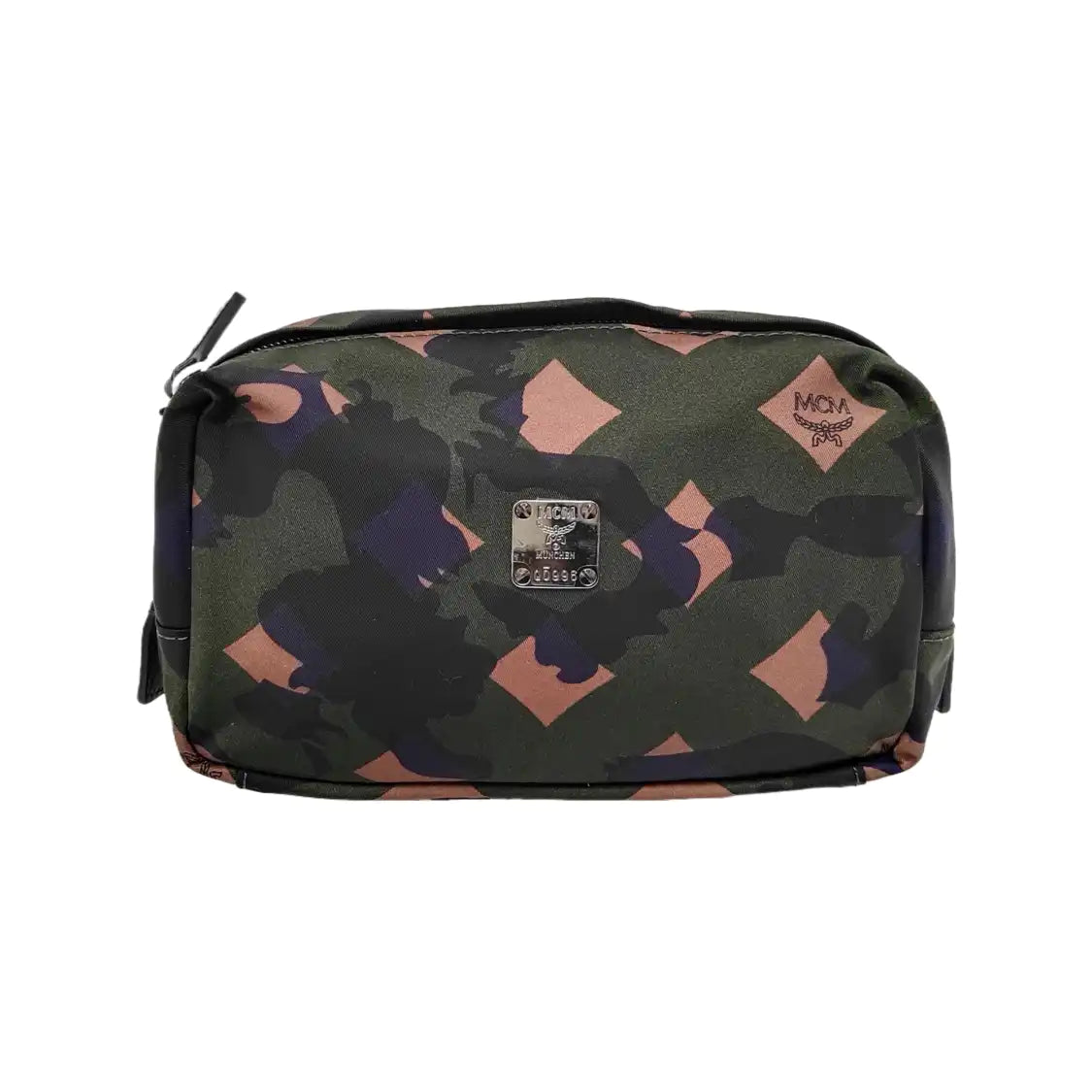 MCM Dark Green Nylon Printed Clutch Black hardware-(SKU)-944008228