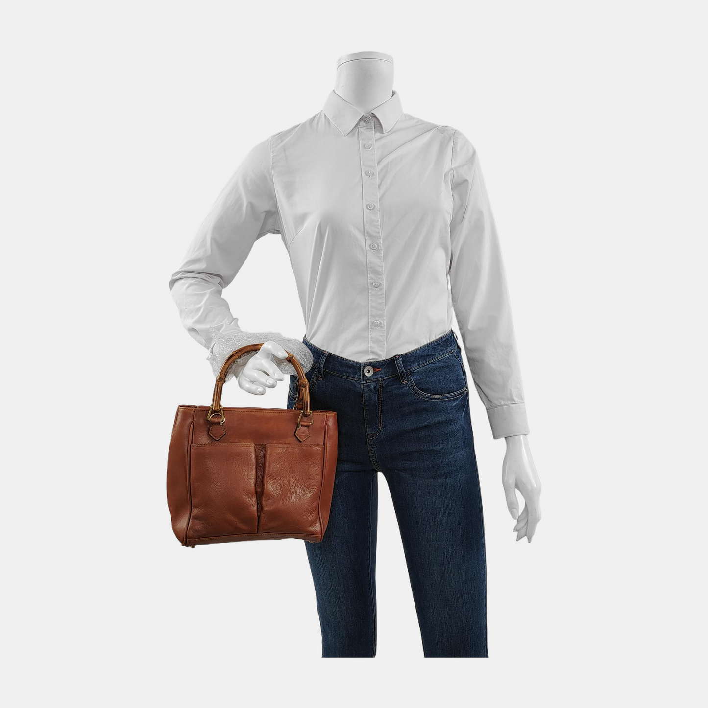 GUCCI Bamboo 1947 Brown cowhide bamboo handle handbag Golden hardware-(SKU)-945614292