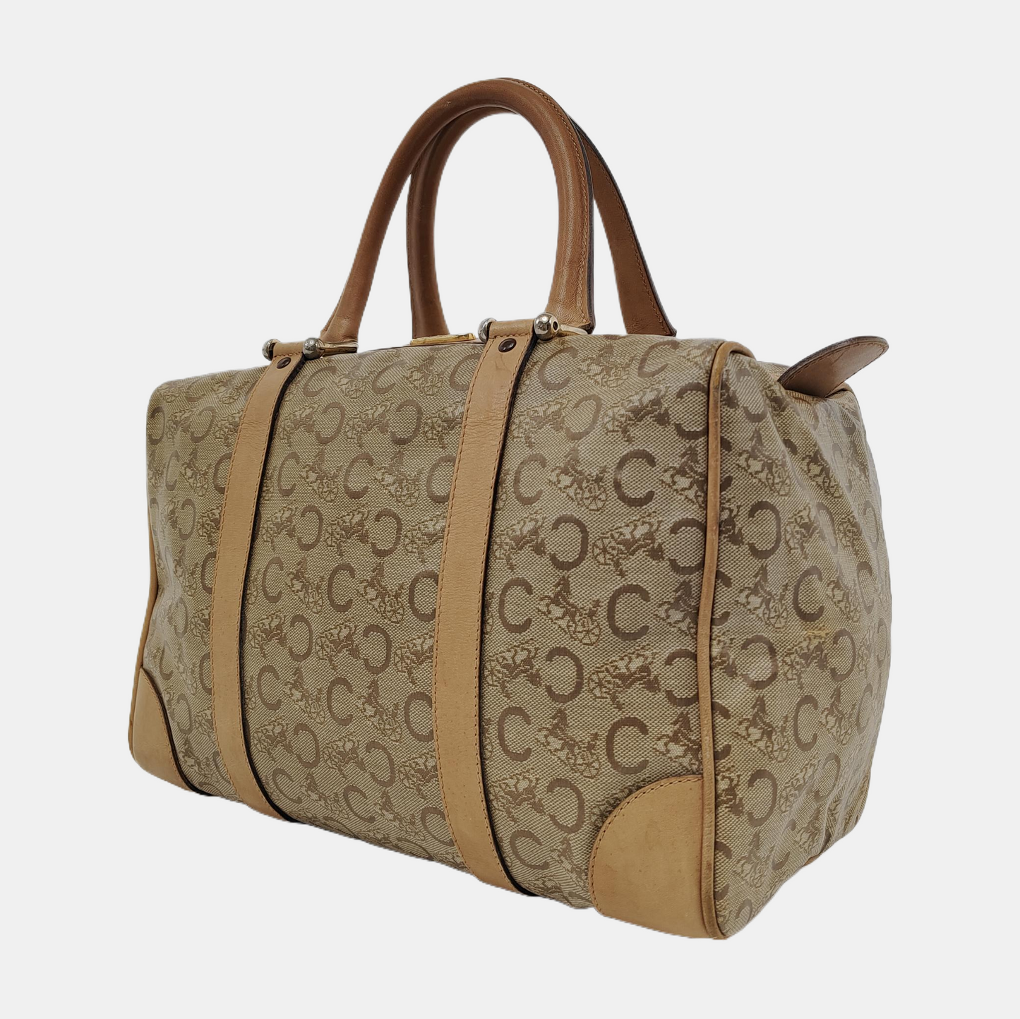 CELINE Khaki Plastic Triumph Handbag Golden hardware-(SKU)-943936664