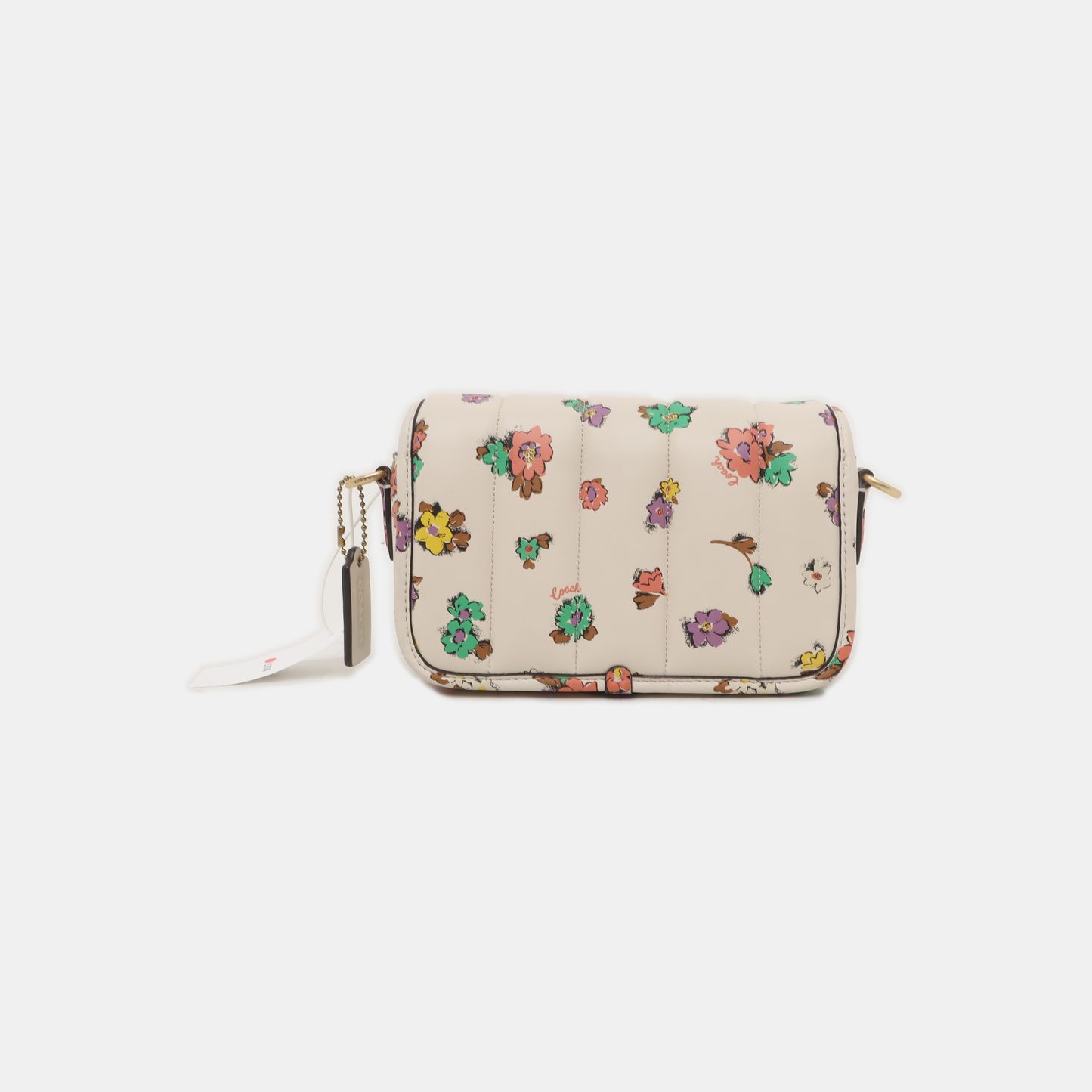 COACH DINKY White Lamb Leather Printed Quilted Single Shoulder Bag Crossbody Bag Golden hardware Removable shoulder strap-(SKU)-935605368