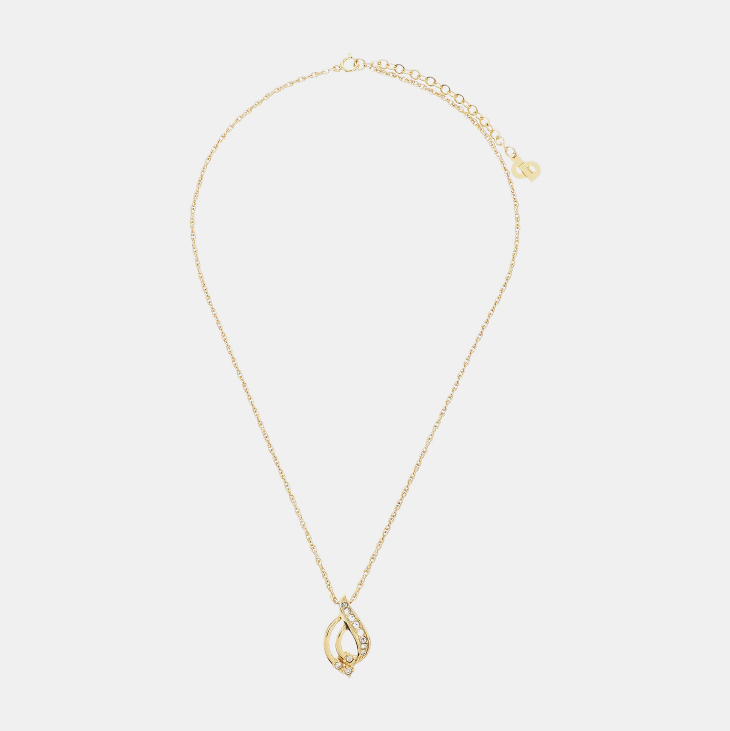DIOR Twist Round Gold Alloy Artificial Crystal Embedded Necklace Length45cm-(SKU)-942571646
