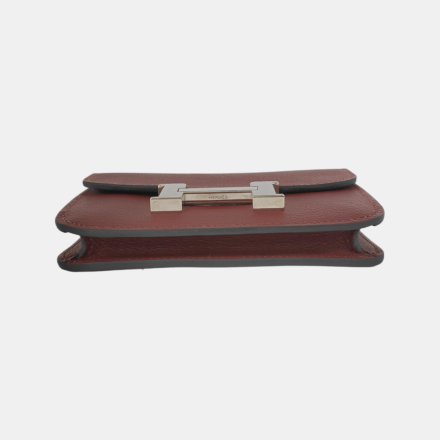 HERMÈS Constance Slim Hermes Red Evercolor Calfskin Constance Wallet Silver Hardware Y Engraving Pockets-(SKU)-946073587