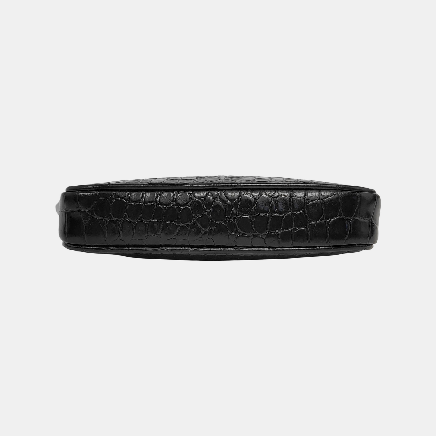 BY FAR Black Leather Crocodile Pattern Handbag Silver Hardware-(SKU)-944296444