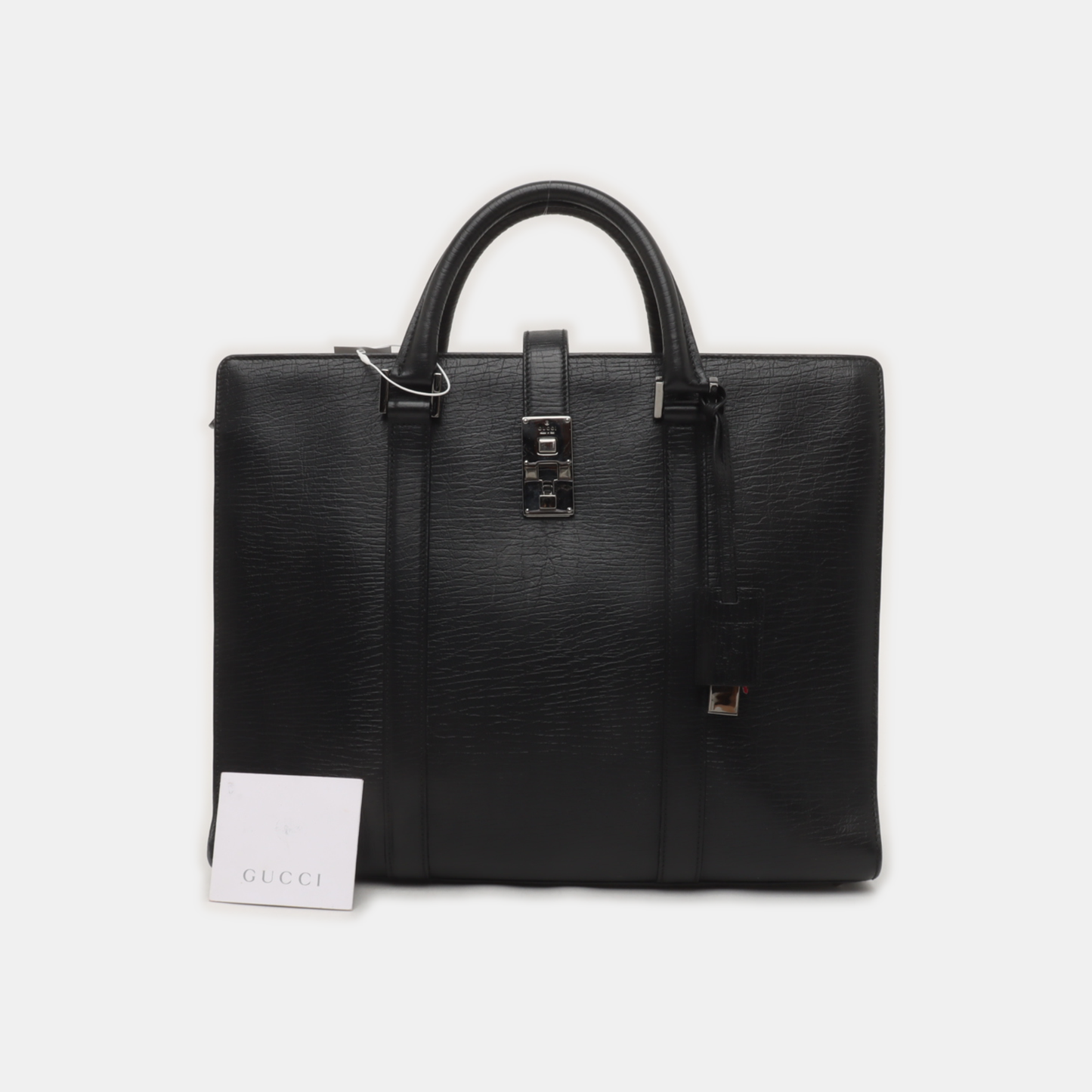 GUCCI Black Cowhide Embossed Handbag Silver Hardware-(SKU)-939892338