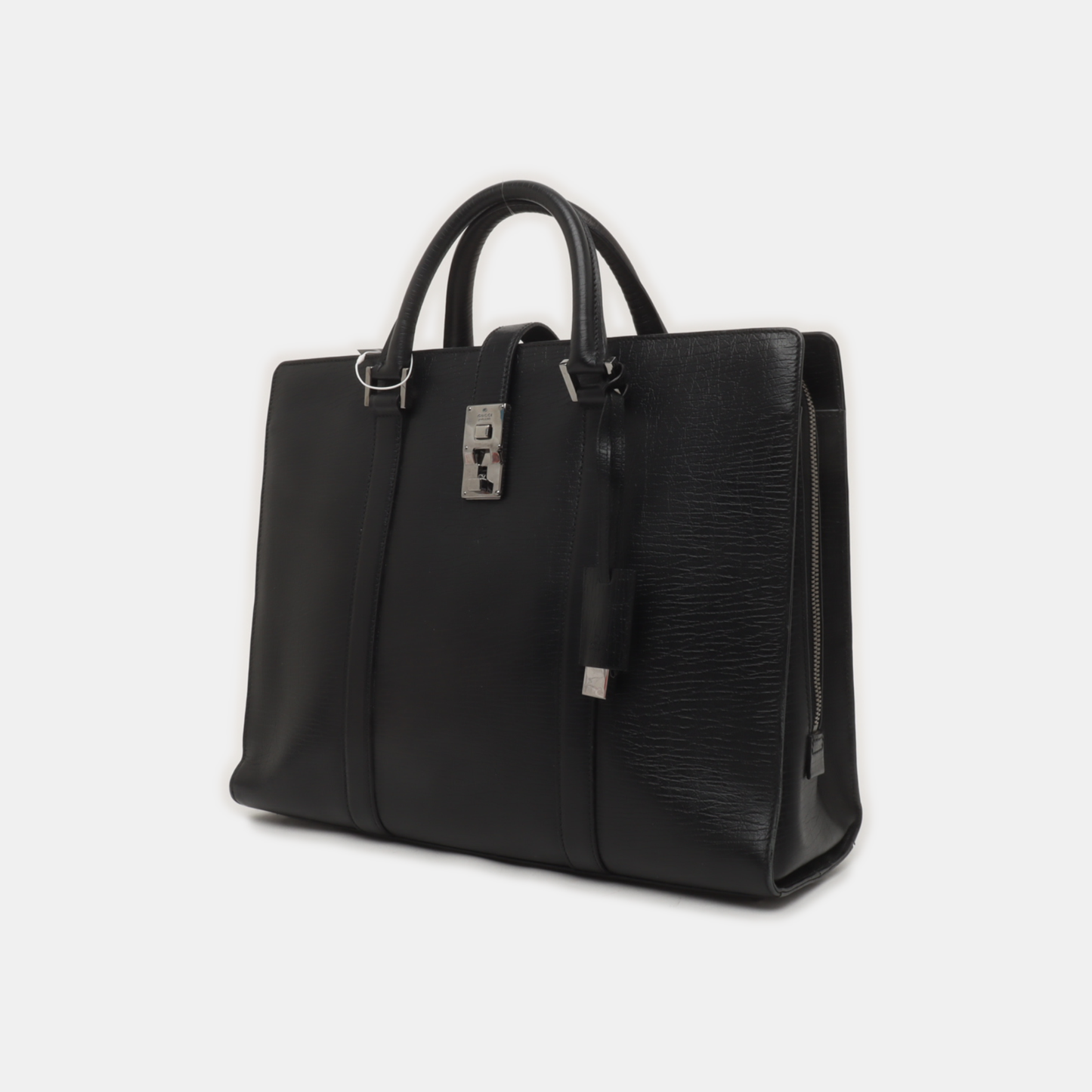 GUCCI Black Cowhide Embossed Handbag Silver Hardware-(SKU)-939892338