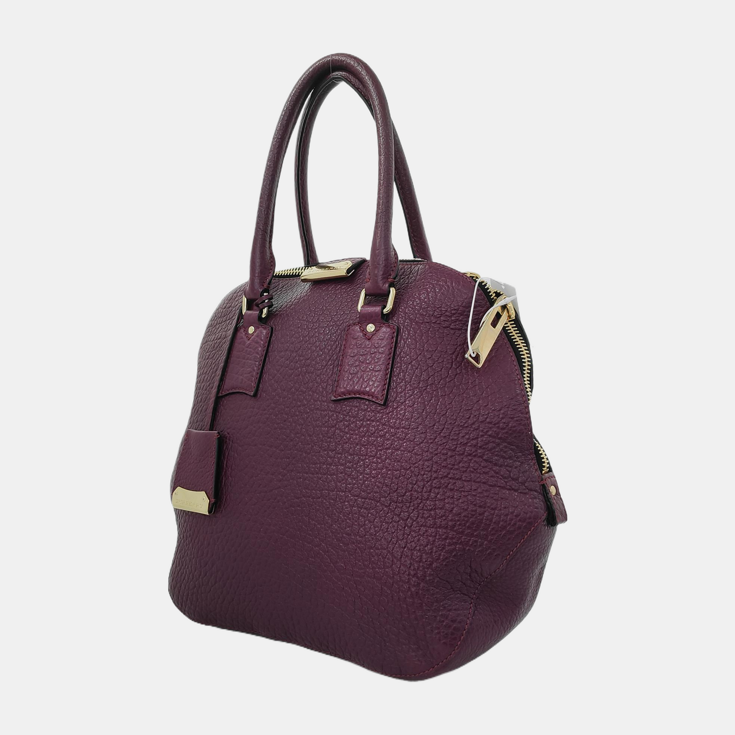 BURBERRY Clifton Plum Purple Cowhide Tote Bag Golden hardware-(SKU)-944416398