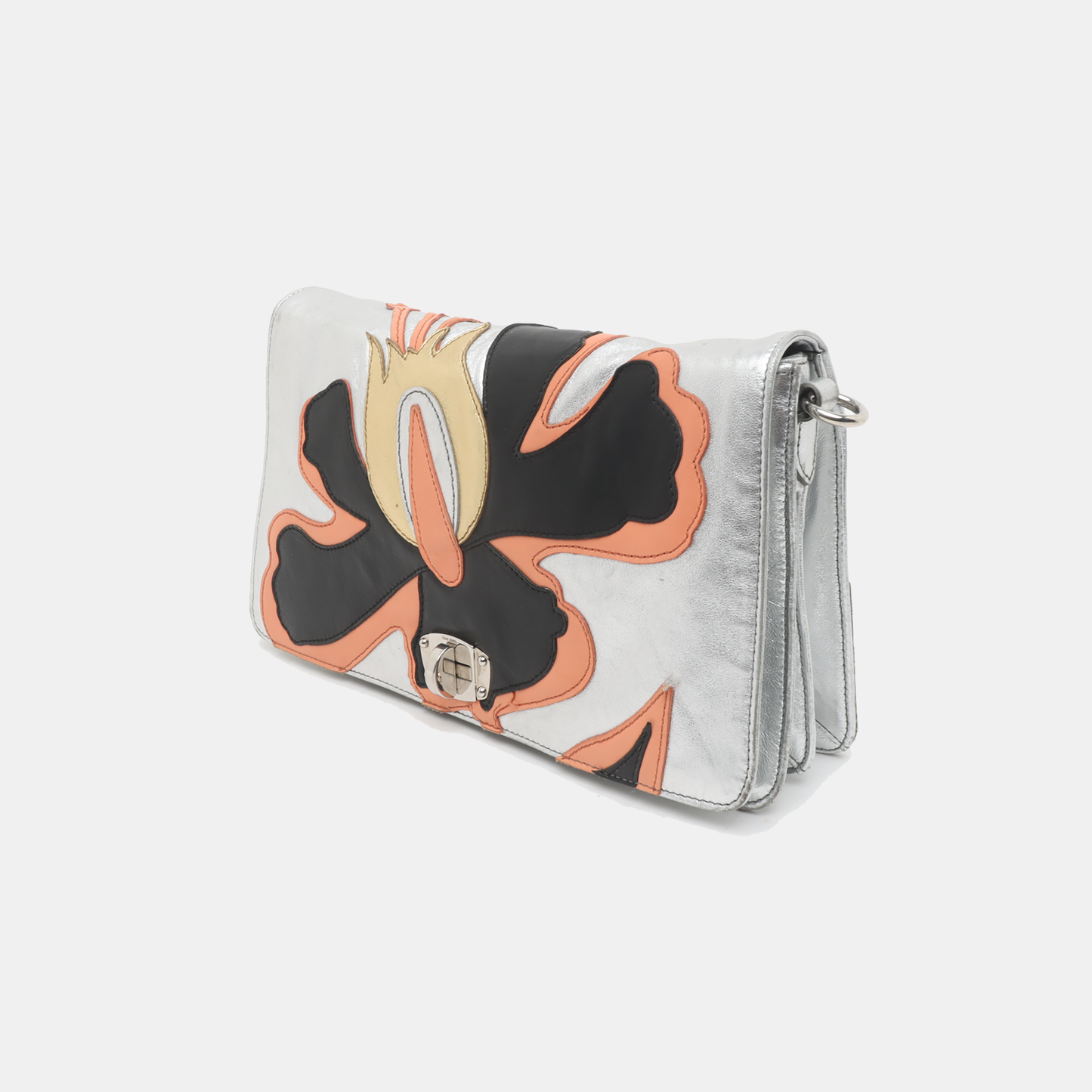 Miu Miu Silver leather patched crossbody bag Silver Hardware Removable shoulder strap-(SKU)-936787329